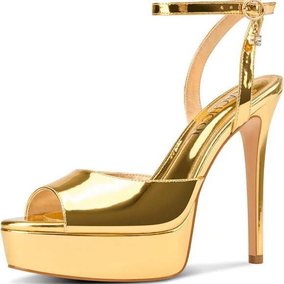 High Heel Sandals Women Peep Toe Stiletto Ankle Strap Dress Shoes - Picture 1 of 6